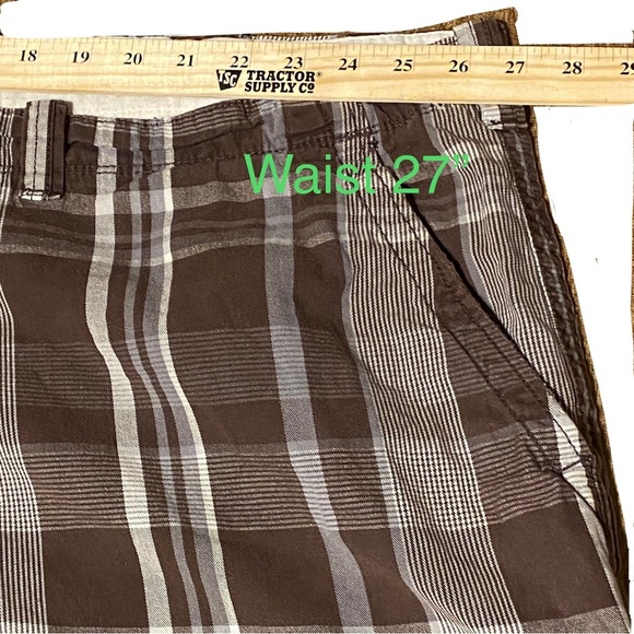 626 Blue Cargo Shorts Brown Plaid Tag 58R Measured 54 Plus Size - Picture 8 of 12